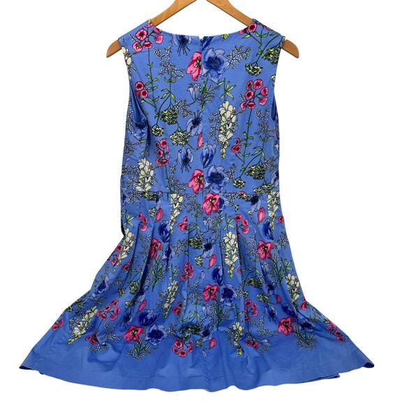 Talbots Dress Womens 12 Blue Floral Fit & Flare + Pockets Coastal Midi Zip Up - Picture 4 of 10